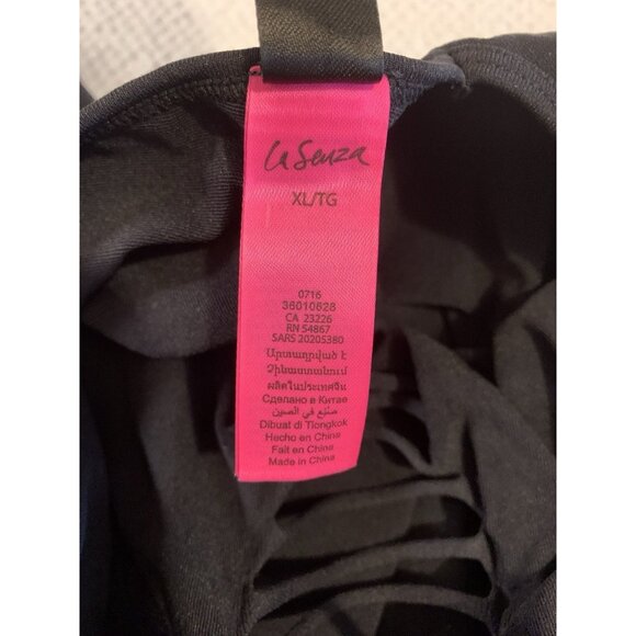 La Senza BODYCON DRESS Size XL Sexy Peekaboo LBD Rave Club Kid Cutouts - Picture 6 of 10